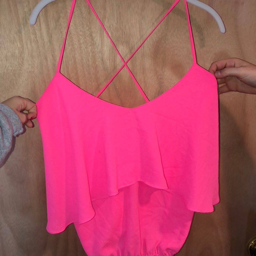 Pink cross tank top